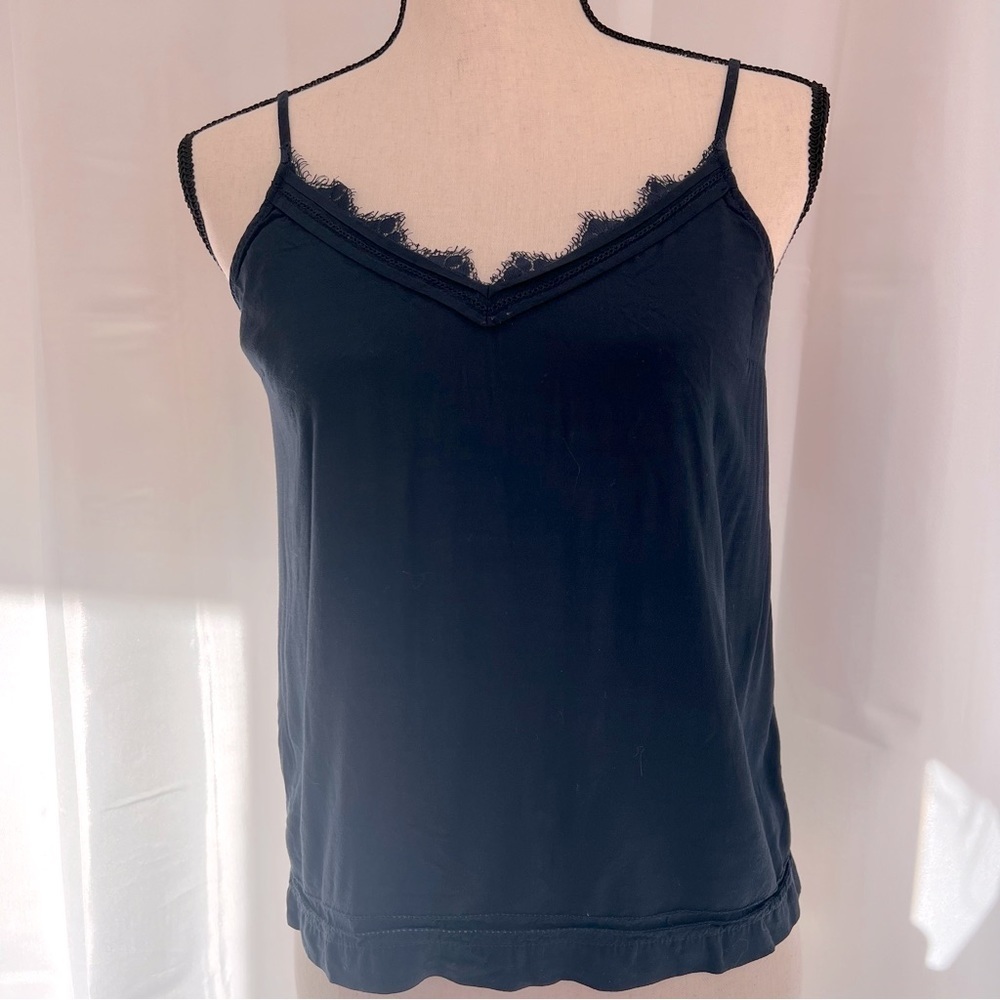 Abercrombie & Fitch Navy Lace Trim V-Neck Camisole Top Women's Sleeveless, S​​​​
